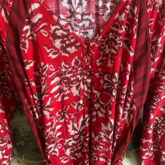 Red Floral Boho MIDI Dress - Picture 2 of 14